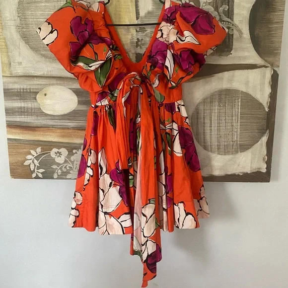 AJè Vibrant Floral Dress with Puff Sleeves - Picture 6 of 10